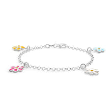 Load image into Gallery viewer, Sterling Silver Assorted Flower 16cm Bracelet