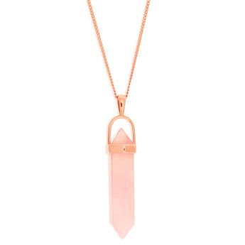 Gold Plated Sterling Silver Rose Quartz Pendant