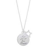 Sterling Silver Star and Round Disc Pendant With 45cm Chain