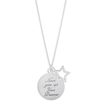 Sterling Silver Star and Round Disc Pendant With 45cm Chain
