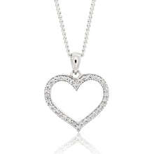 Load image into Gallery viewer, Sterling Silver Rhodium Plated Cubic Zirconia Open Heart Pendant