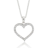 Sterling Silver Rhodium Plated Cubic Zirconia Open Heart Pendant