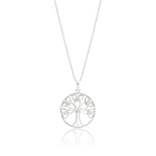 Load image into Gallery viewer, Sterling Silver Rhodium Plated Cubic Zirconia Tree Of Life Pendant