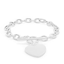 Load image into Gallery viewer, Sterling Silver Fancy Heart Charm Toggle Bracelet