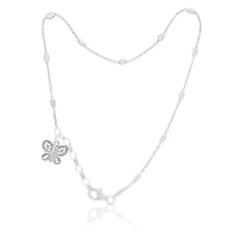 Load image into Gallery viewer, Sterling Silver Cubic Zirconia Charm Butterfly 26cm Anklet