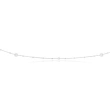 Load image into Gallery viewer, Sterling Silver Simulated Pearl, Bead and Zirconia Long Chain 80cm