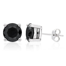 Load image into Gallery viewer, Sterling Silver Black Cubic Zirconia Black 8mm Stud Earrings