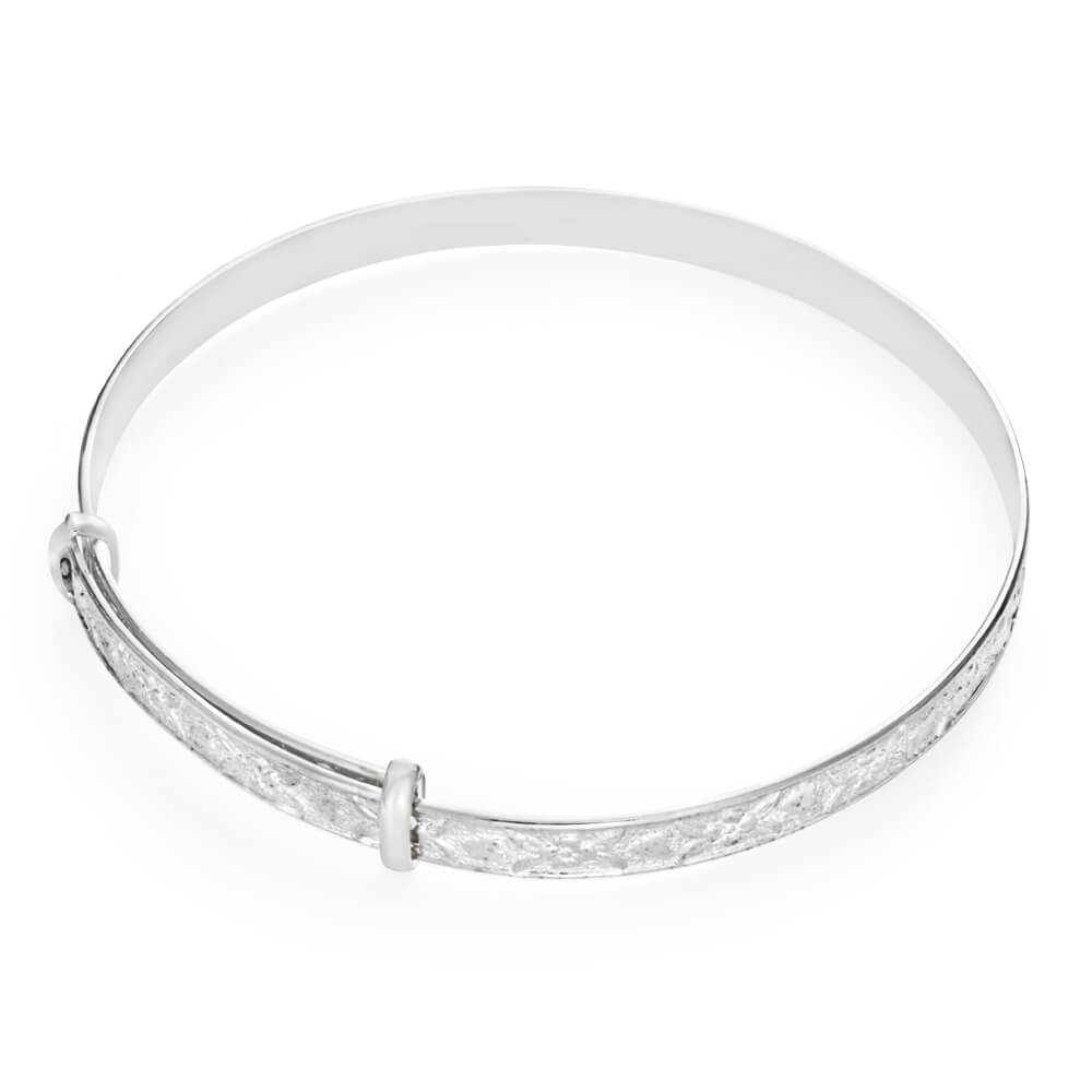 Sterling Silver Embossed Patterned Expandable Baby Bangle