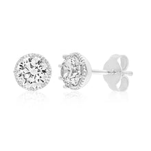 Load image into Gallery viewer, Sterling Silver Rhodium Plated Cubic Zirconia 6mm Round Stud Earrings