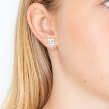 Load image into Gallery viewer, Sterling Silver Owl Pink Stud Earrings