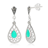 Sterling Silver Created Turquoise Classic Drop Earrings