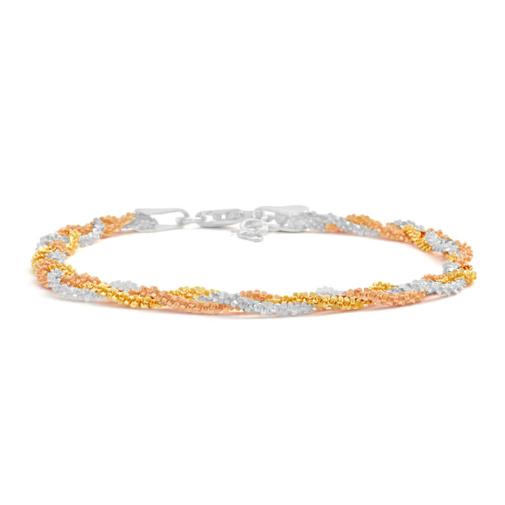 Diamond Fascination™ Three Piece Bangle Set in Sterling Silver and 18K Two-Tone  Gold Plate and Platinum Plate | Zales