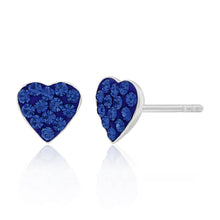 Load image into Gallery viewer, Sterling Silver CrystalBlue Heart stud Earrings