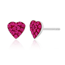 Load image into Gallery viewer, Sterling Silver Crystal Pink Heart Stud Earrings