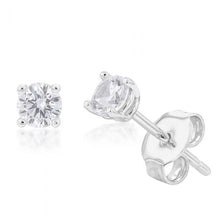 Load image into Gallery viewer, Sterling Silver Cubic Zirconia 4mm Solitaire Stud Earrings