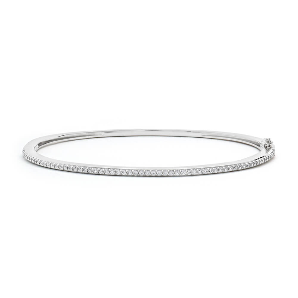 Sterling Silver Cubic Zirconia Oval Bangle