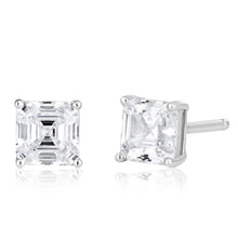 Load image into Gallery viewer, Sterling Silver Cubic Zirconia Octagon Step Cut Stud Earrings