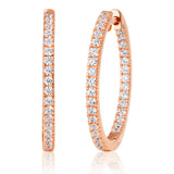 Rose Coloured Gold Plated Sterling Silver Cubic Zirconia Hoop Earrings