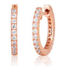 Load image into Gallery viewer, Rose Gold Plated Sterling Silver Cubic Zirconia 16mm Hoop Earrings