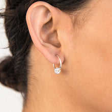 Load image into Gallery viewer, Sterling Silver White Crystal Slider Hoop Earrings