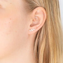 Load image into Gallery viewer, Sterling Silver Cubic Zirconia Leaf Branch Stud Earrings