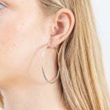 Sterling Silver 50mm Diamond Cut Hoop Earrings