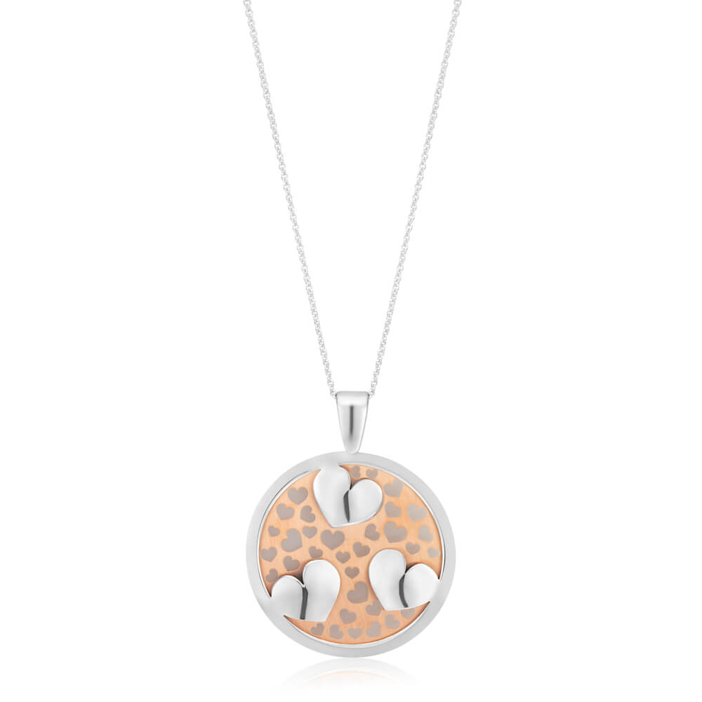 Rose Gold Plated Sterling Silver Fancy Cut Out Heart Pendant