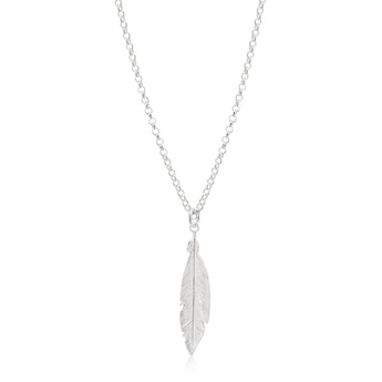 Sterling Silver Fancy Feather Pendant With 45cm Chain