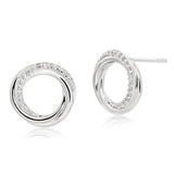 Sterling Silver Rhodium Plated Cubic Zirconia Stud Earrings