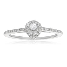 Load image into Gallery viewer, Sterling Silver Pear Shape Diamond Promise Ring