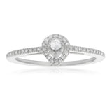 Sterling Silver Pear Shape Diamond Promise Ring