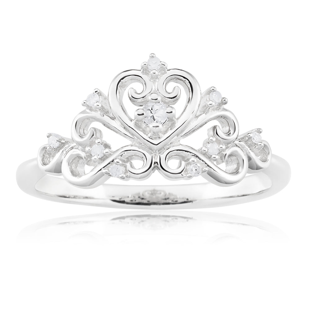 Sterling silver princess crown ring deals