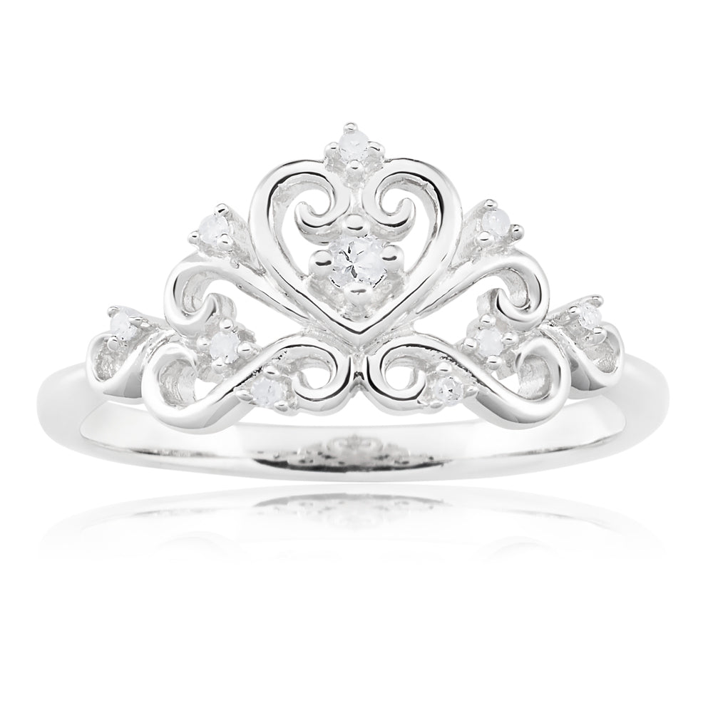 Sterling Silver Diamond Crown Ring