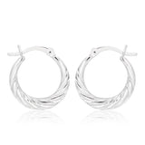 Sterling Silver Creole Twist Ridge Hoop Earrings