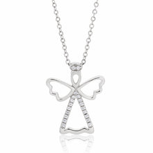 Load image into Gallery viewer, Sterling Silver Rhodium Plated Cubic Zirconia Angel Pendant With 42 + 3cm Chain