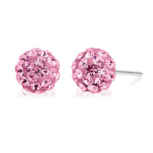 Load image into Gallery viewer, Sterling Silver Crystal Pink Stud Earrings