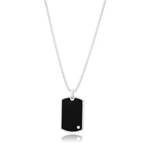 Load image into Gallery viewer, Sterling Silver Rhodium Plated Black and Zirconia Dog Tag Pendant