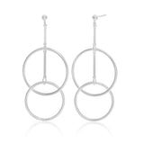 Sterling Silver Double Hoop Drop Earrings