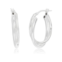 Load image into Gallery viewer, Sterling Silver Twisted Double Oval Hoop Earrings