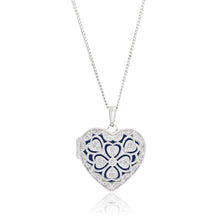 Load image into Gallery viewer, Sterling Silver Cubic Zirconia Vintage Heart Locket