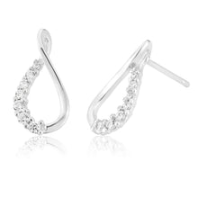 Load image into Gallery viewer, Sterling Silver Cubic Zirconia Infinity Stud Earrings