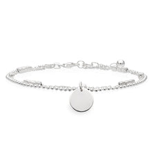 Load image into Gallery viewer, Sterling Silver Fancy Double Strand Bracelet with disc charm 20cm