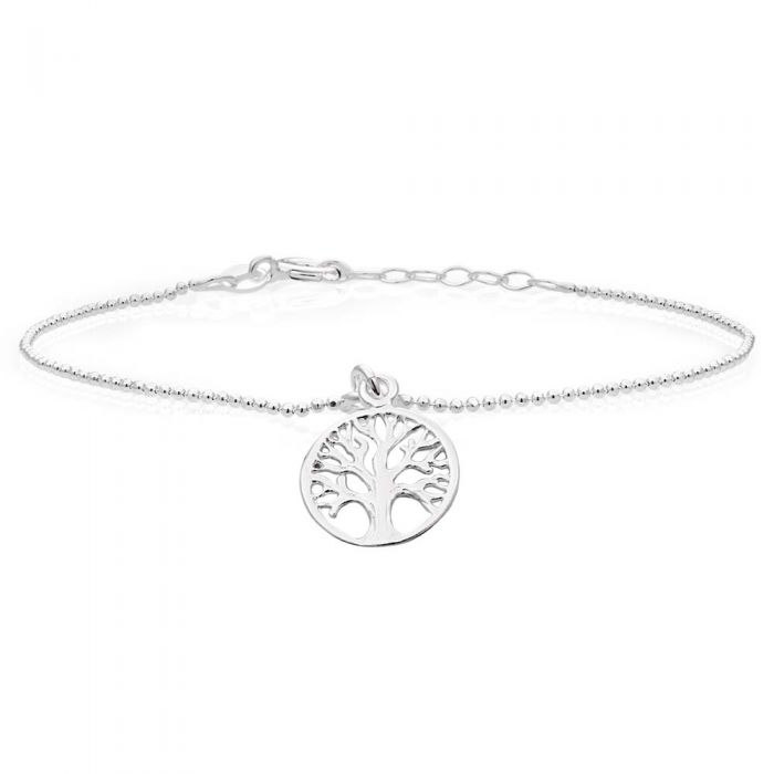 Sterling Silver Tree of Life dicut ball strand Bracelet 19cm