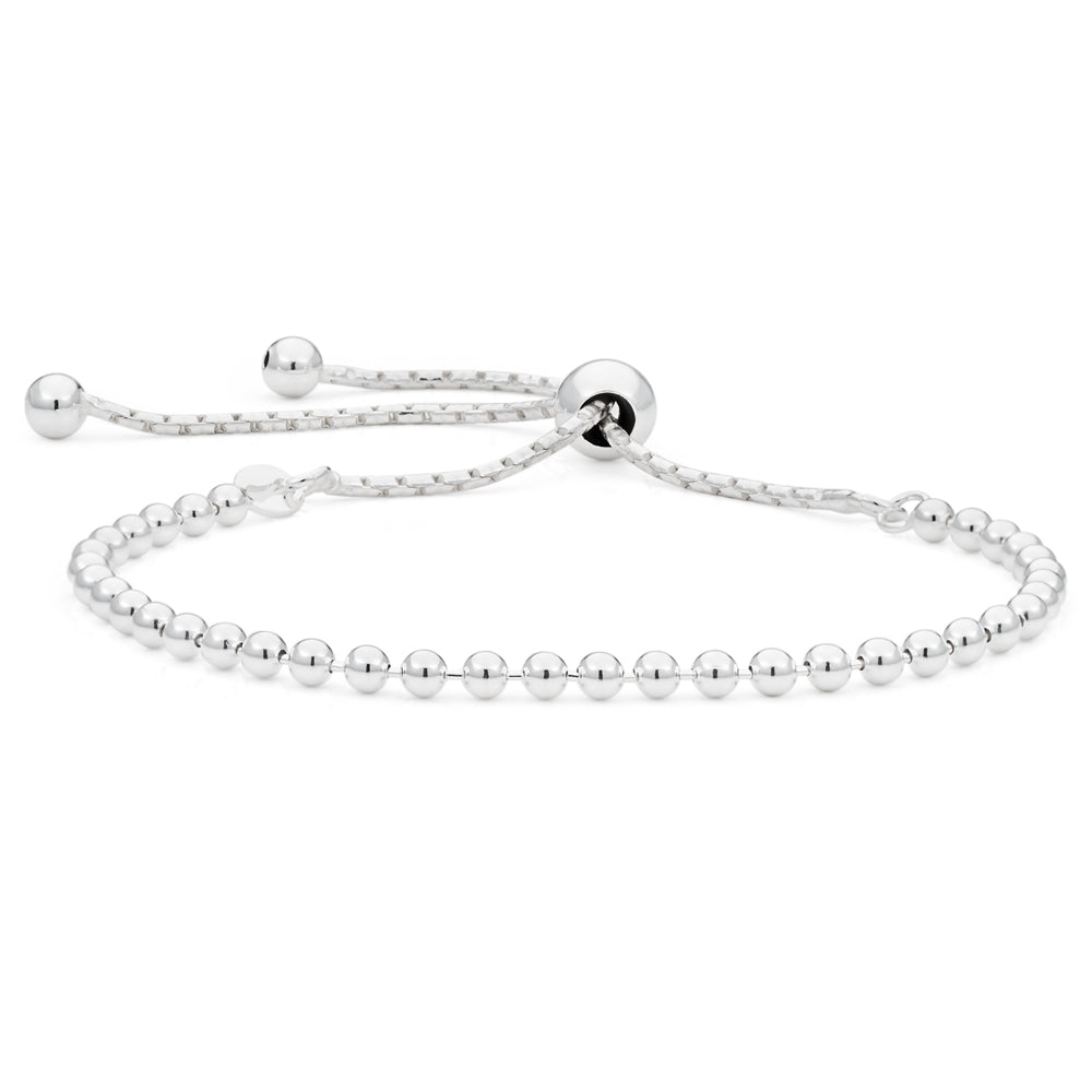Sterling Silver Mini Beads Adjustable Friendship Bracelet