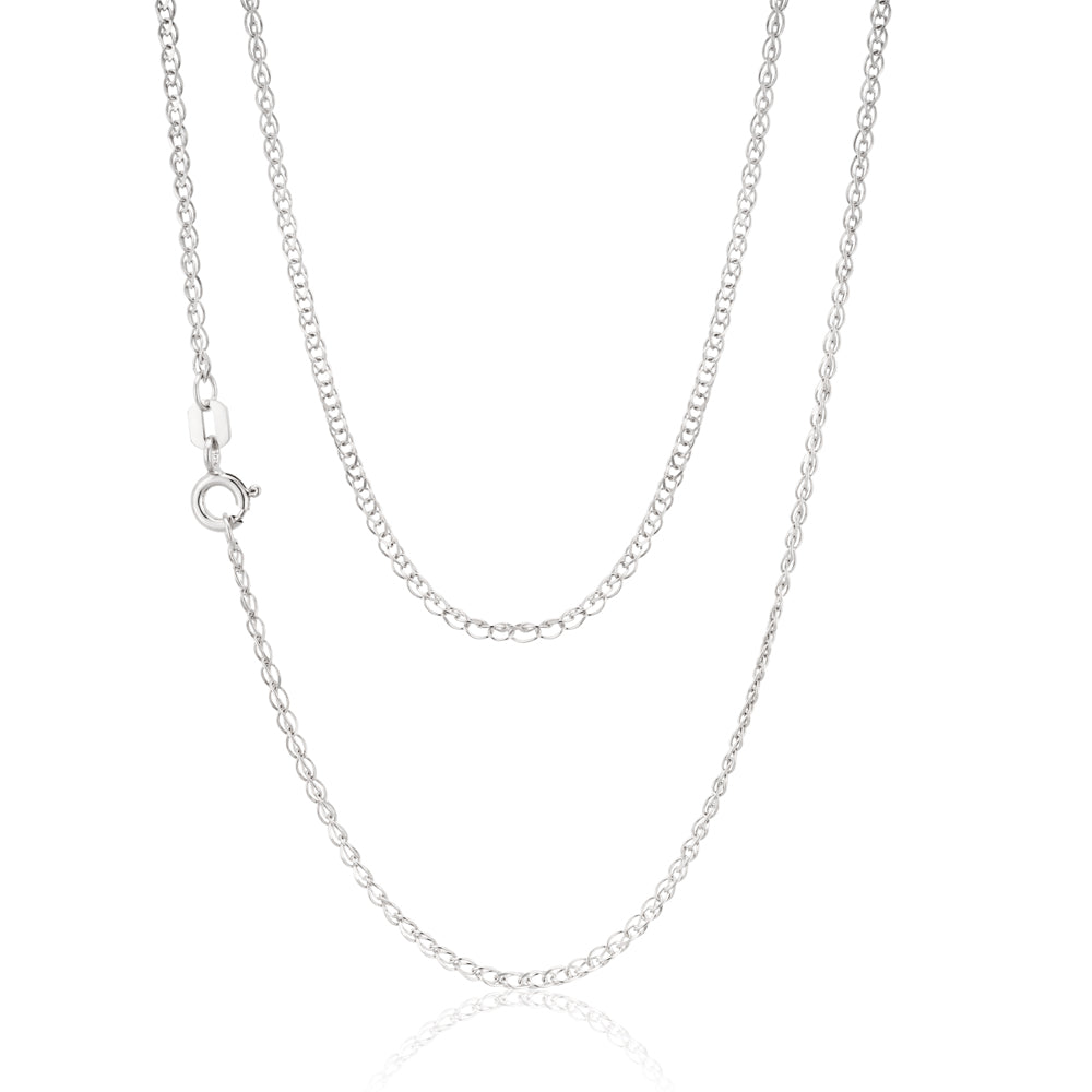 Sterling Silver Rhodium Plated 45cm Double Curb Chain