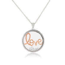 Load image into Gallery viewer, Sterling Silver Cubic Zirconia Rose Gold Plated &quot;Love&quot; Floating Pendant