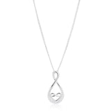 Sterling Silver Rhodium Plated Cubic Zirconia Heart & Infinity Pendant
