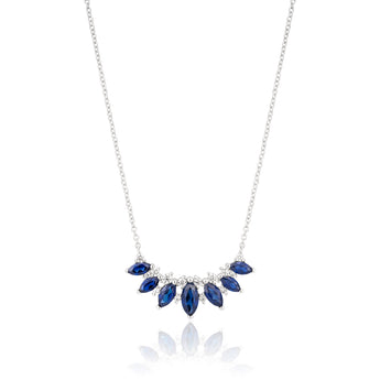 Created Sapphire and Zirconia Sterling Silver+Rhodium Fancy Chain