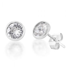 Load image into Gallery viewer, Sterling Silver 5mm White Swarovski Crystal Stud Earrings