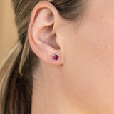 Sterling Silver 5mm Pink Swarovski Crystal Stud Earrings   *colours may vary*